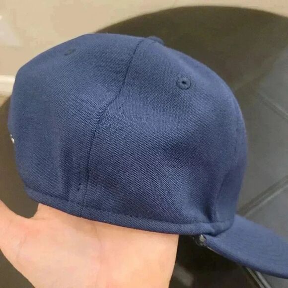 The Game Pro Gametek II Men's Navy w White S & Bird Patch Flex-Fit Baseball Cap - Picture 5 of 9